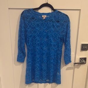 LOGO by Lori Goldstein Blue Lace Tunic